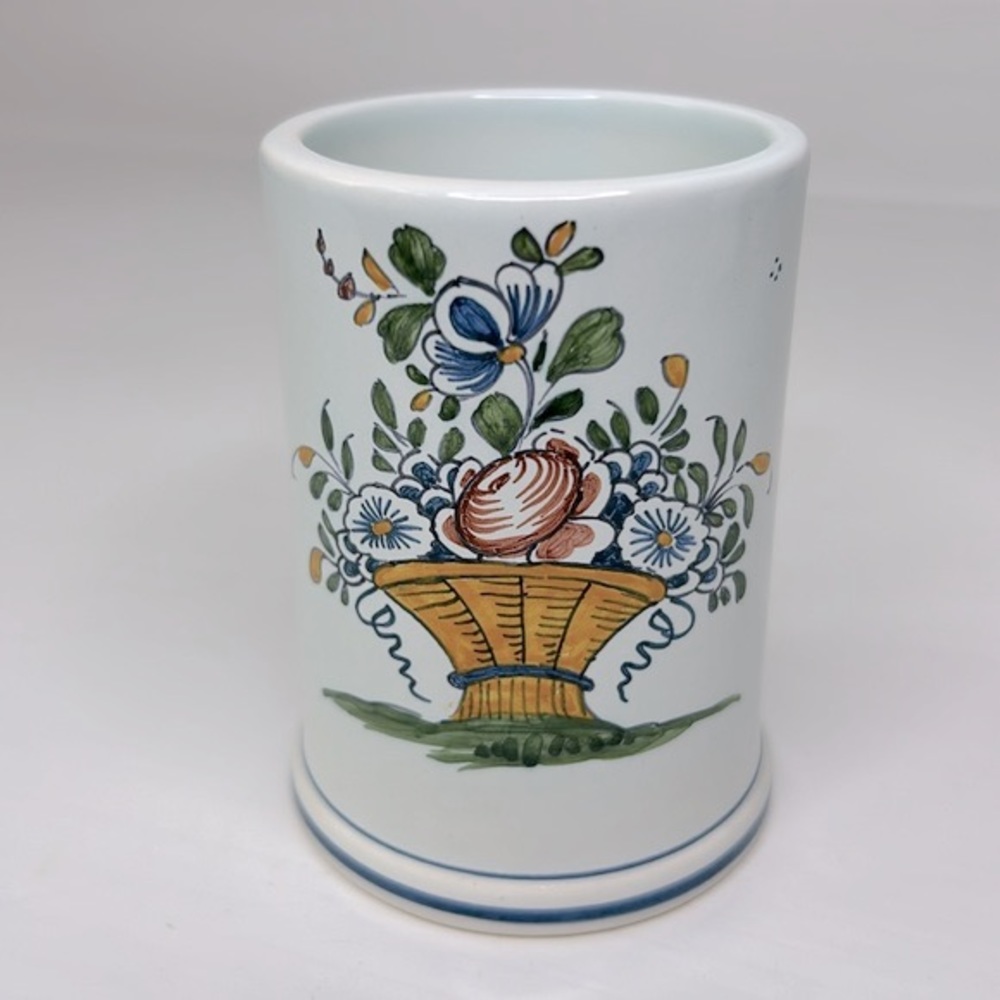 Vintage Italian 🧺 Rouer Fayencerie Augy Handmade  Floral Vase Home Decor Vessel